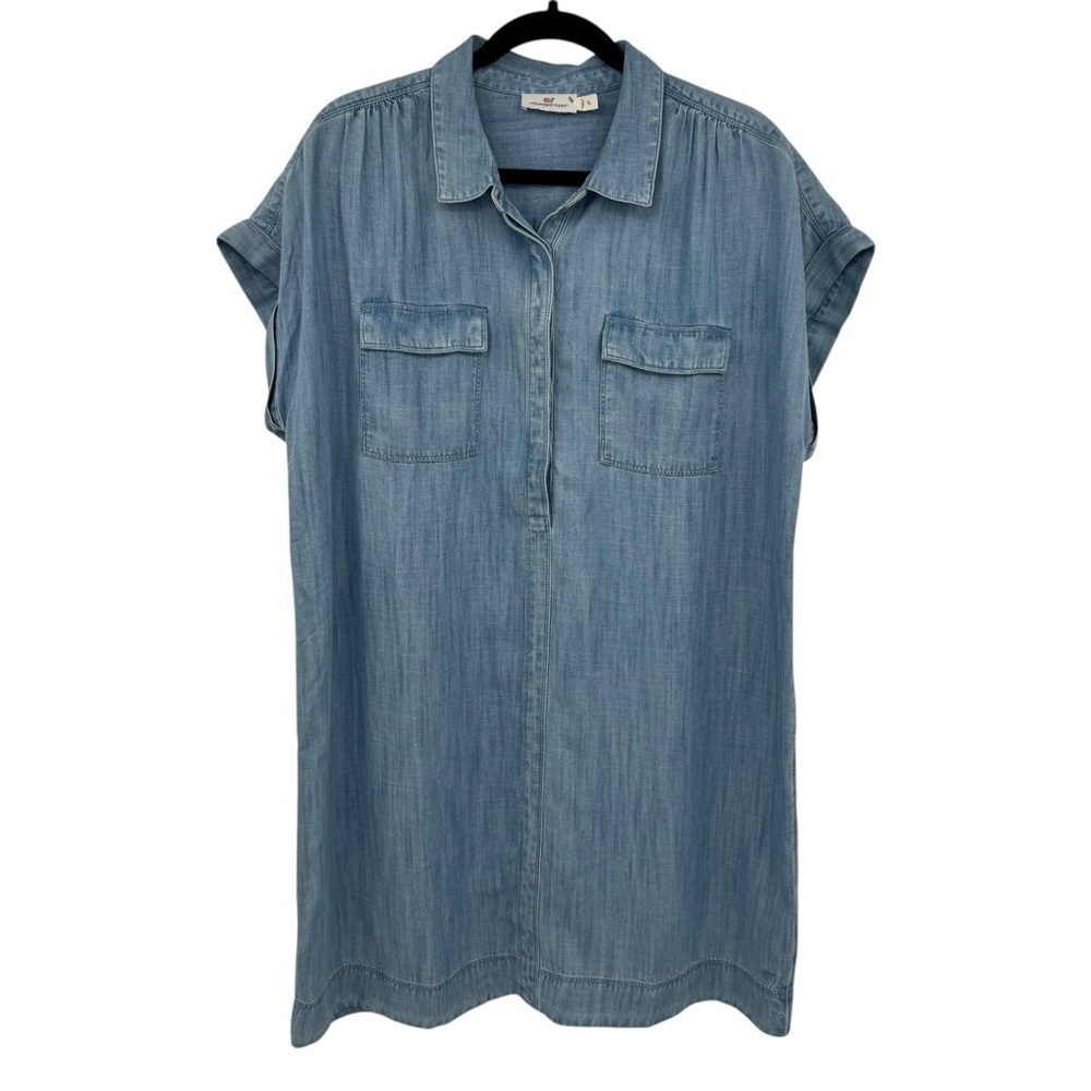 Vineyard Vines Margo Chambray Shirt Dress Blue Mirage XL - Picture 2 of 8